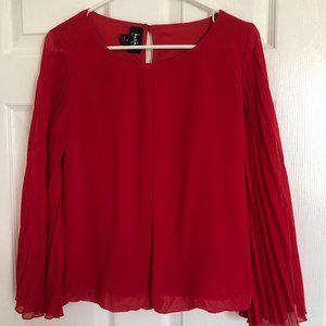 By & By Festive Red Blouse with Bell Sleeves, M